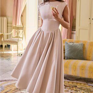 House Of CB | 'Debutante' french dove moire satin backless midi dress |  Medium